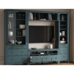 САГА, шкаф-витрина, 50х215 см, бирюзовый, М2