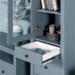 САГА, шкаф-витрина, 50х215 см, бирюзовый, М2