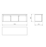 САГА, полка навесная, 3 секции, 131х62 см, белый/ясень