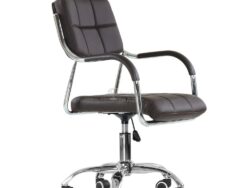 ОФИС K-29, стул на колесиках, экокожа, хром/коричневый