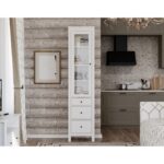 САГА, шкаф-витрина, 50х215 см, белый, М2