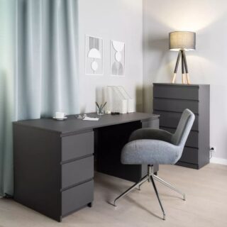 КАСТОР, стол письменный, 6 ящиков, 151х65 см, серый, М3