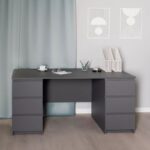 КАСТОР, стол письменный, 6 ящиков, 151х65 см, серый, М3