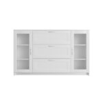 СИРИУС, тумба-витрина, 2 двери со стеклом, 3 ящика, 156х95х41 см, белый