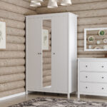 САГА, шкаф платяной 3-дверный, с зеркалом, 132х64х215 см, белый