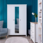 САГА, шкаф платяной 3-дверный, с зеркалом, 132х64х215 см, белый