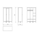 САГА, шкаф платяной 3-дверный, с зеркалом, 132х64х215 см, белый