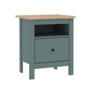 САГА, тумба прикроватная, 1 ящик, 51х41х62 см, бирюзовый/ясень
