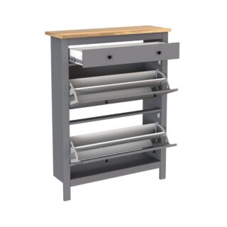 САГА, тумба для обуви, 2 двери, 1 ящик, 92х122 см, серый/ясень