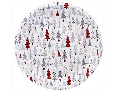 ВИНТЕР, поднос жестяной, 25,7 см, ёлочки на белом ВИНТЕР, поднос жестяной, 25,7 см, ёлочки на белом