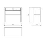 САГА, стол туалетный, 2 ящика, 92х45 см, бирюзовый/ясень