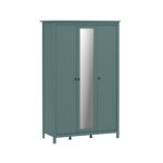 САГА, шкаф платяной 3-дверный, с зеркалом, 132х64х215 см, бирюзовый