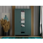 САГА, шкаф платяной 3-дверный, с зеркалом, 132х64х215 см, бирюзовый