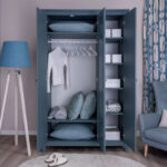 САГА, шкаф платяной 3-дверный, с зеркалом, 132х64х215 см, бирюзовый