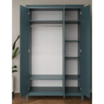 САГА, шкаф платяной 3-дверный, с зеркалом, 132х64х215 см, бирюзовый