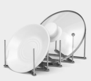 СТАНДАРТ, держатель для крышек, сковород, тарелок, раздвижной, 4 деления, нержавеющая сталь