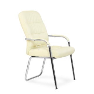 ОФИС K-16, кресло для посетителей, экокожа, хром/бежевый
