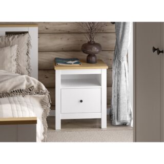 САГА, тумба прикроватная, 1 ящик, 51х41х62 см, белый/ясень