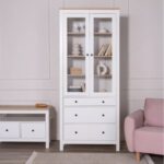 САГА, шкаф-витрина, 91х42х215 см, белый/ясень, М3