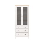 САГА, шкаф-витрина, 91х42х215 см, белый/ясень, М3