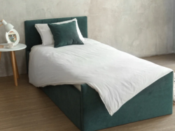 БЛУМ, мягкая односпальная кровать с ящиками, 90х200 см, изумруд