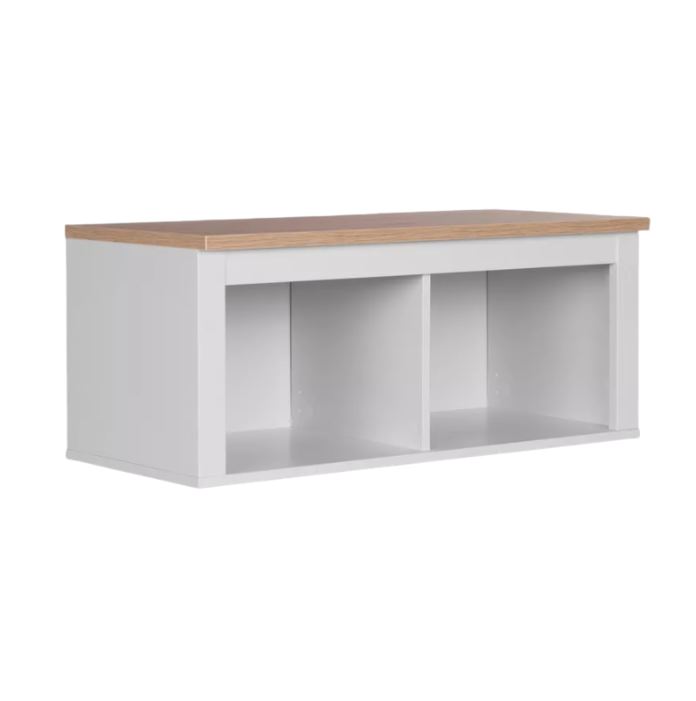 САГА, полка навесная, 2 секции, 91х62 см, белый/ясень САГА, полка навесная, 2 секции, 91х62 см, белый/ясень