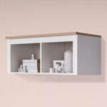 САГА, полка навесная, 2 секции, 91х62 см, белый/ясень