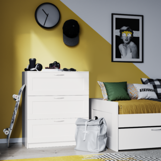 СИРИУС, комод, 3 ящика, 78х41х95 см, белый, М