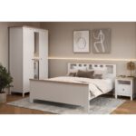 САГА, кровать двуспальная, 140х200 см, белый/ясень, М3