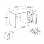 КАСТОР, стол письменный, 1 ящик, 116х65 см, серый, М2