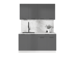 ГАРДЕН, готовая кухня, 1,6 м, столешница 160 см, фасады мдф, графит софт/мрамор марквин