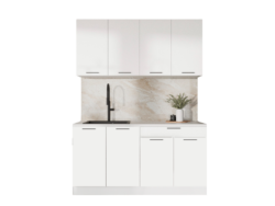 ГАРДЕН, готовая кухня, 1,6 м, столешница 160 см, фасады мдф, белый софт/мрамор марквин