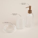 ХОУМ, аксессуары для ванной, 3 предмета: дозатор, мыльница, стакан, прозрачный