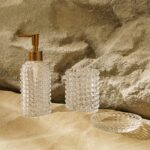ХОУМ, аксессуары для ванной, 3 предмета: дозатор, мыльница, стакан, прозрачный