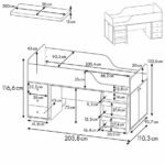 КИДС СИМПЛ 4500, кровать-чердак детский со столом, 90х200 см, М4