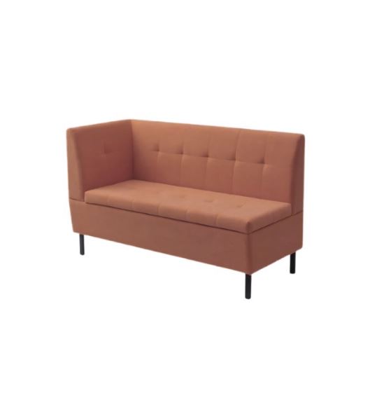 ОЛИВЕР, диван кухонный с ящиком, подлокотник слева, 137 см, велюр, терракотовый