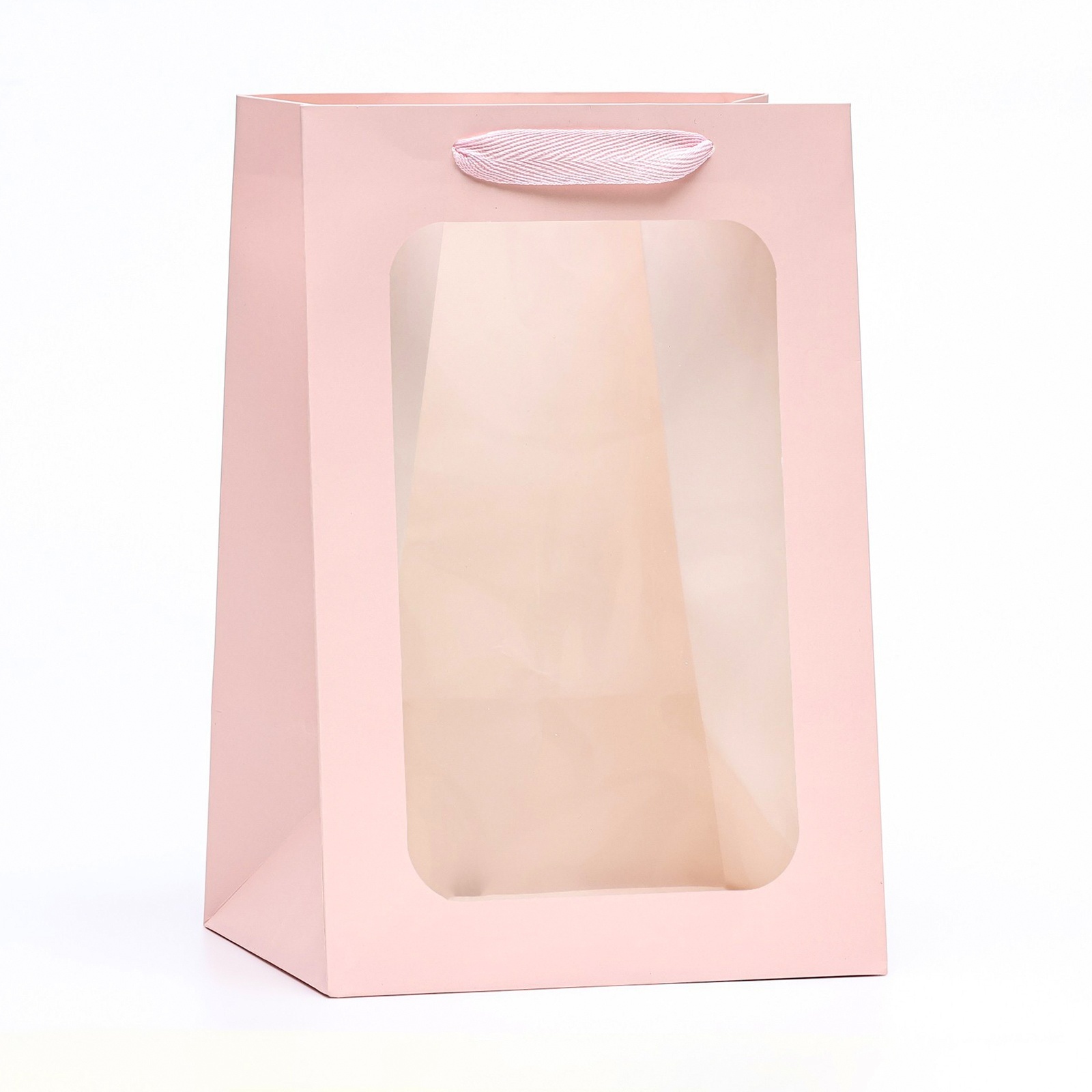 ГИФТ, пакет подарочный с окном, 30х20х16 см, розовый ГИФТ, пакет подарочный с окном, 30х20х16 см, розовый