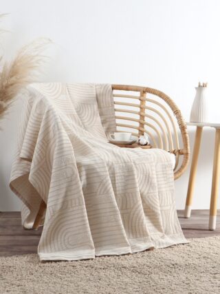 КОТТОН, покрывало / плед, 150х240 см, хлопок, бежевый