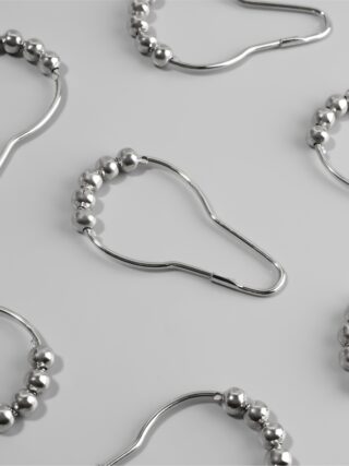 БОЛЛ, крючки для штор с шариками, 10 шт, металл, серебряный