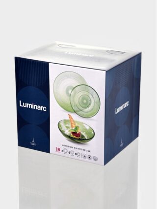 ЛУИЗ, набор столовой посуды на 6 персон, 18 предметов, стекло, зеленый