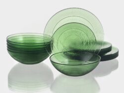 ЛУИЗ, набор столовой посуды на 6 персон, 18 предметов, стекло, зеленый