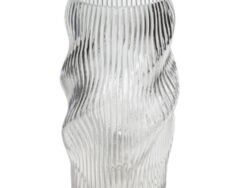 ВЕНДИ, ваза рифленая, 24 см, стекло, прозрачный