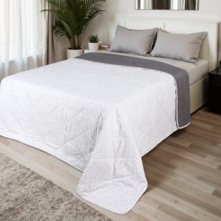 ПОЛОСЫ, плед/покрывало, 180х210 см, новосатин, серый
