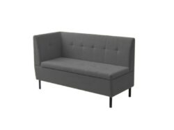 ОЛИВЕР, диван кухонный с ящиком, подлокотник слева, 137 см, велюр, графитовый серый