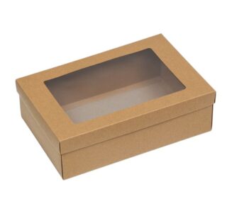 ГИФТ, коробка складная с окном, 30х20х9 см, бежевый