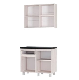 ТРЕНД, готовая кухня, 1,0 м, ясень белый, черная столешница