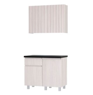 ТРЕНД, готовая кухня, 1,0 м, ясень белый, черная столешница