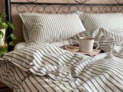 ПОЛОСЫ, набор постельного белья, 2 спальное, жатый хлопок, белый