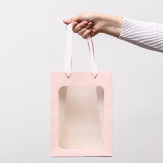 ГИФТ, пакет подарочный с окном, 25х18х13 см, розовый