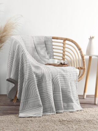 КОТТОН, покрывало / плед, 150х240 см, хлопок, серый